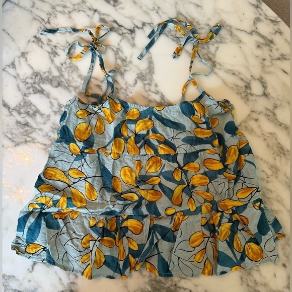 New Mine Womens Shirt Tank Fall Print Size Medium Green Yellow Casual - Picture 3 of 6